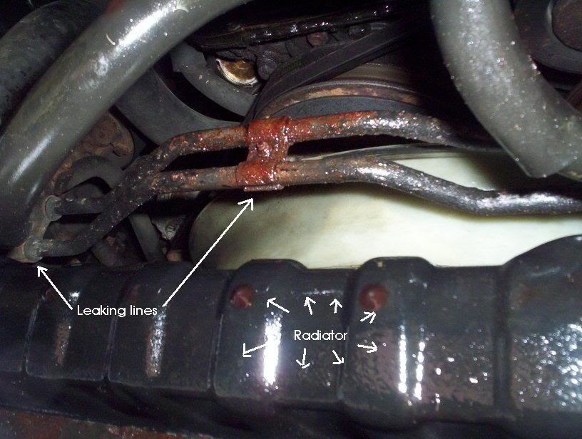 Rotted transmission cooler lines